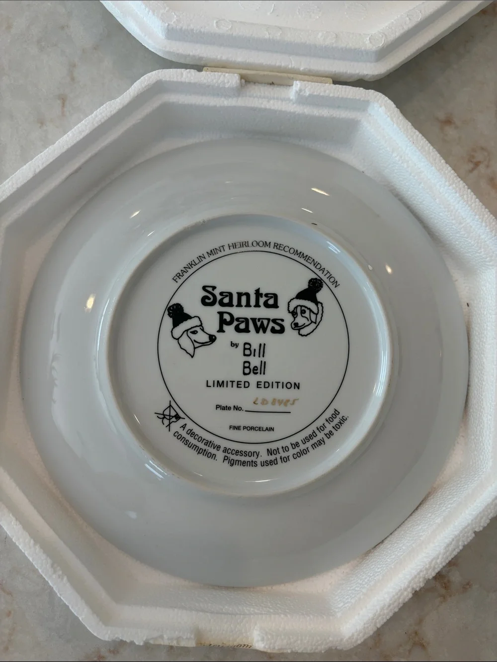 Santa Paws by Bill Bell Limited Edition Holiday Dogs Collector Plate